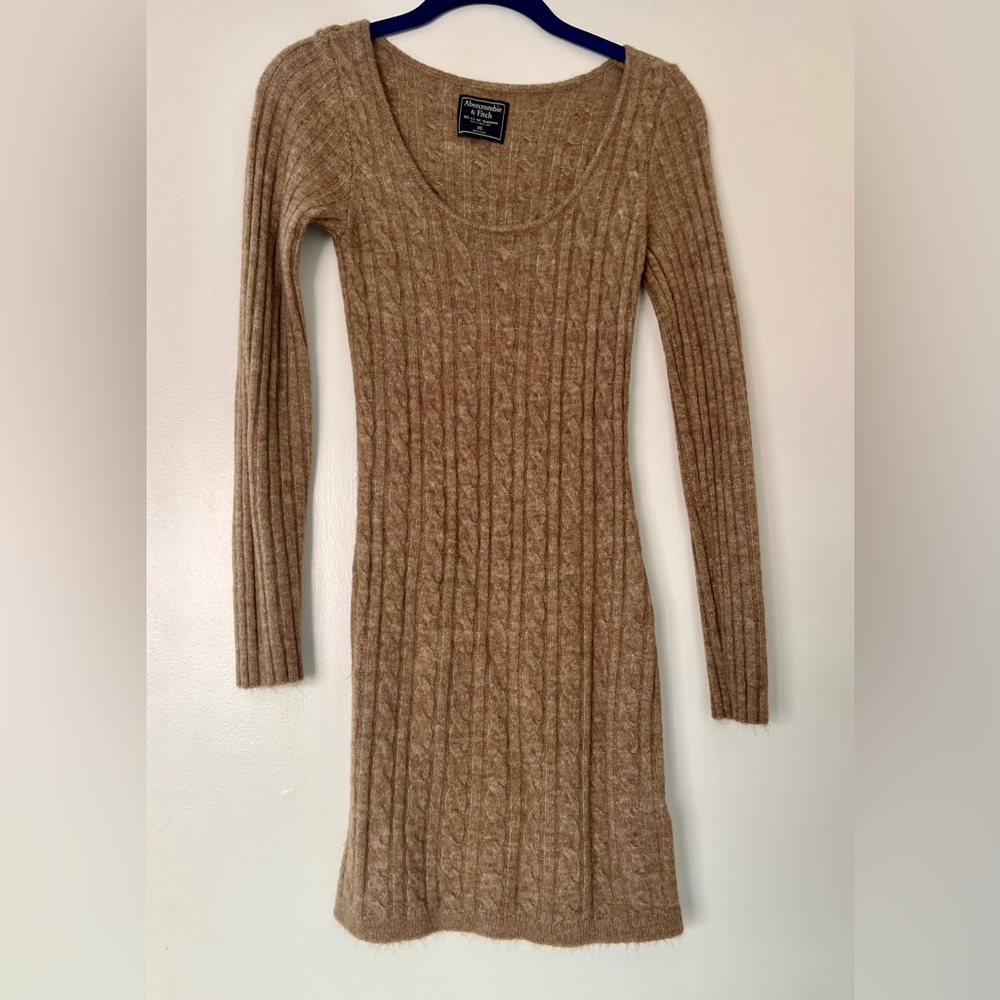 ABERCROMBIE & FITCH HEATHERED SWEATER MINI DRESS BROWN SIZE XS